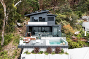 Luxury waterfront home with pool and views